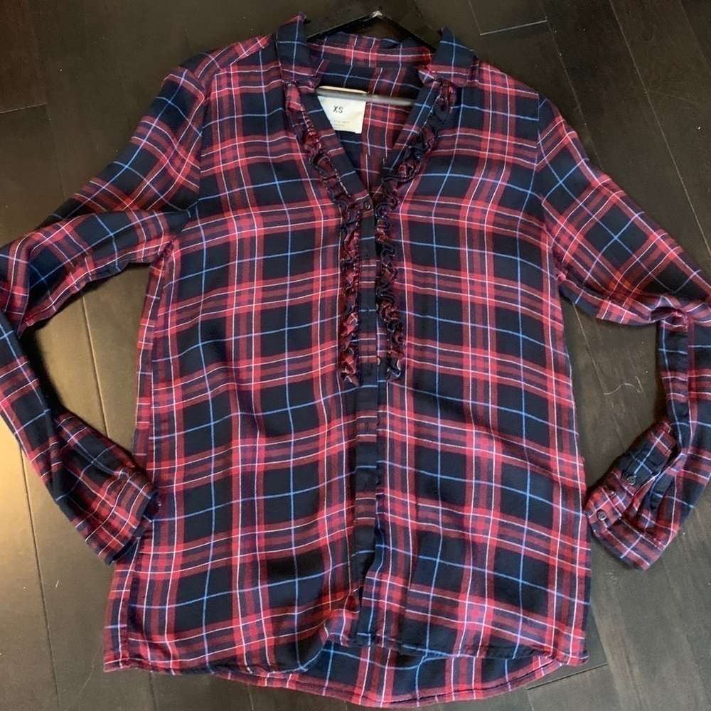 Zara plaid shirt with ruffles